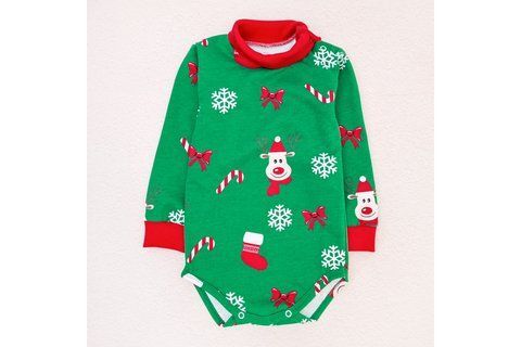 Новорічне боді з високою горловиною та начісом Festive reindeer d339зл-нгтг-98 фото