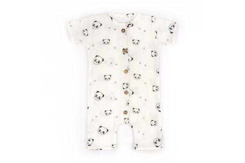 Песочник для новорожденных на пуговицах Panda муслин (68 см) 432341-68 фото