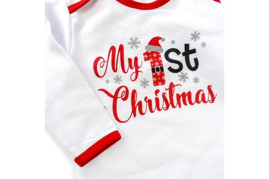 Бодік зі святковою тематикою My First Christmas білого кольору (68 см) d352-3-нгтг-68 фото