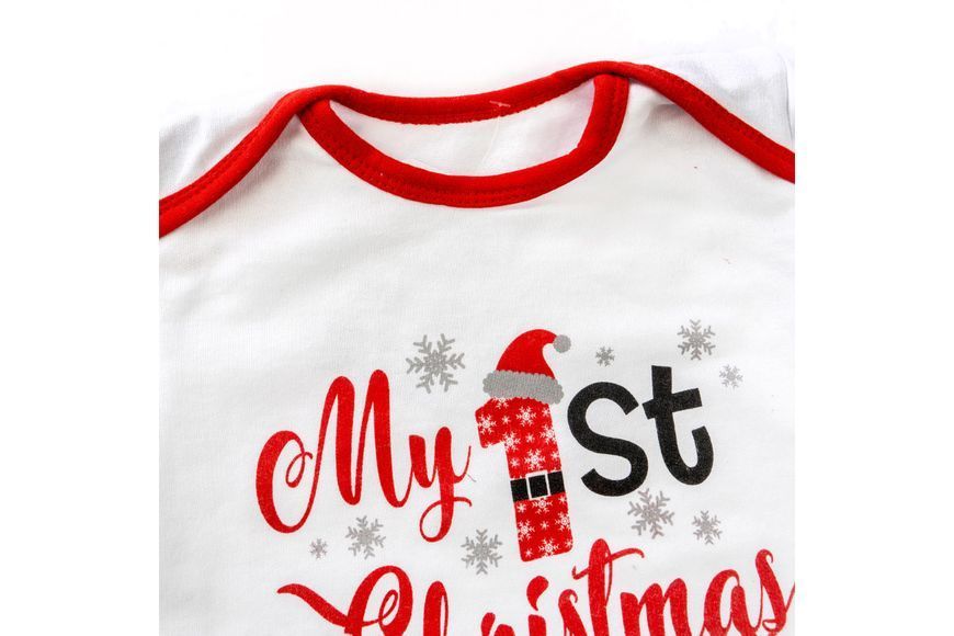 Бодік зі святковою тематикою My First Christmas білого кольору (68 см) d352-3-нгтг-68 фото