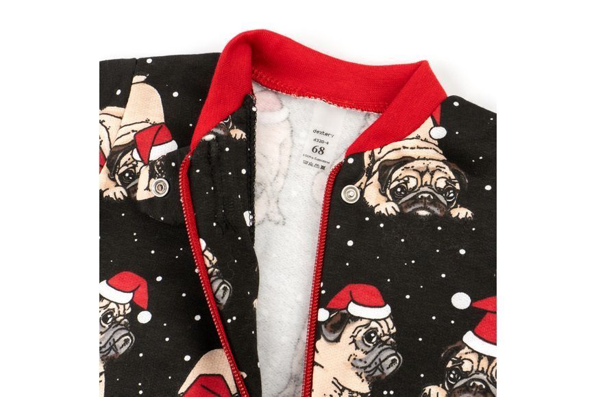 Сліп на блискавці дитячий Christmas pug d320-4мпс-чн-68 фото