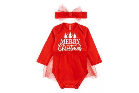 Боди-платье с фатиновой юбкой Merry Christmas футер 333182-74 фото