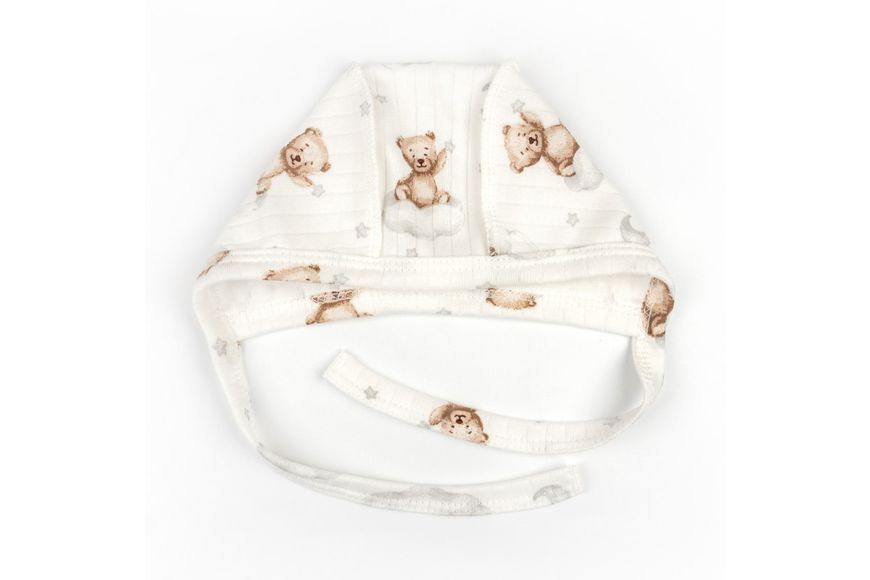 Шапочка на завязках для малышей с мишками Bear on a cloud интерлок 910313-38 фото