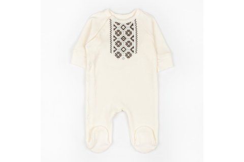 Чоловічок для новонароджених з принтом у вигляді вишивки Cream d114вф-мл-74 фото