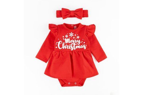 Боді-сукня для дівчинки з крильцями та пов'язкою Merry Christmas d373кр-нв-нгтг-80 фото