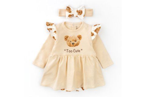 Боді-сукня для дівчинки з крильцями та пов'язкою з ведмедиком Girl Bears 332121-80 фото