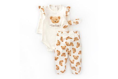 Комплект боди штаны и повязка с принтом мишек Girl Bears 302511-86 фото