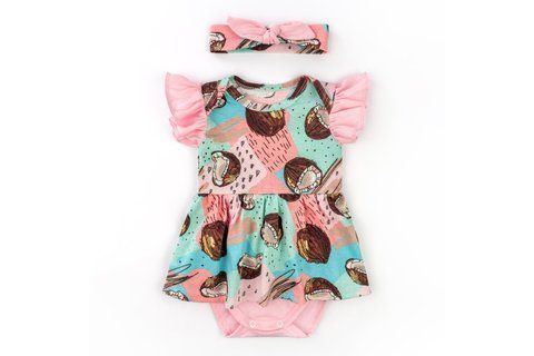 Боді-сукня с коротким рукавом та пов'язкою Coconut d10-55-1кс-нв-68 фото